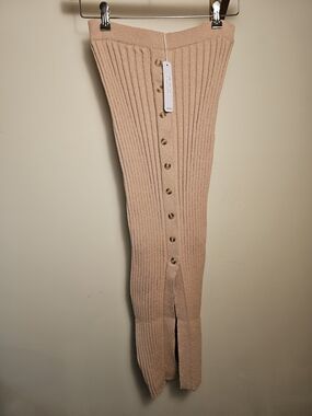 NWT Boho Boutique Ribbed Button-Front Knit Midi Skirt in Blush